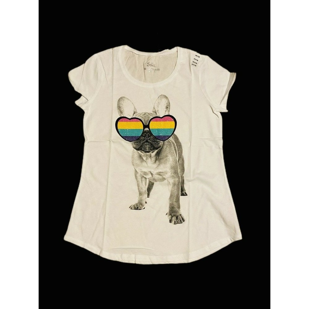 Justice Dog Rainbow Glasses Graphic T-Shirt 14/16